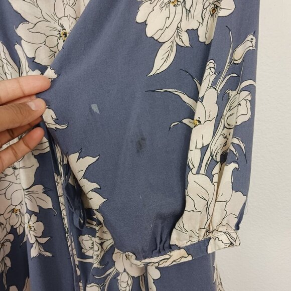 FREE PEOPLE shake it dress size S marine combo blue long sleeve pockets floral - Picture 8 of 10
